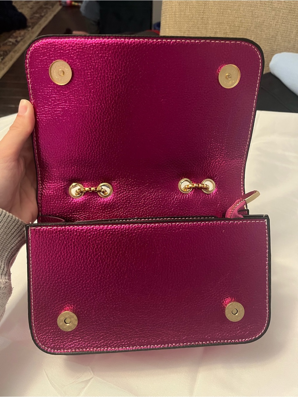 Metallic Multicolor Stripe Chain Shoulder Bag - Picture 2 of 4